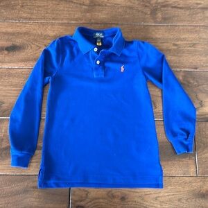 Cotton Mesh Long-Sleeve Polo Shirt size 7.
